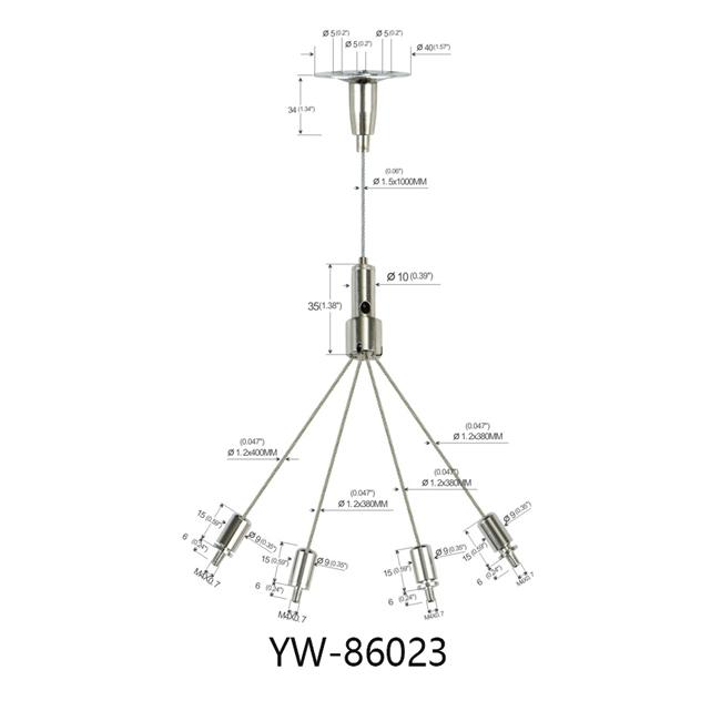аrt Cable Hanging Systems Four Legs Screw Clip Brass Plated Nickel 1.5mm Dia YW86023 0